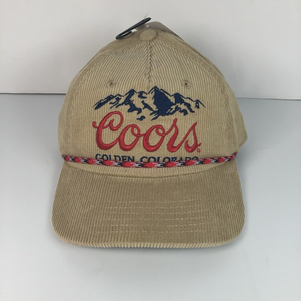 NEW! Coors Beer Corduroy Snapback Hat Cap Beige Adjustable Golden Colorado